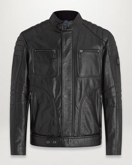 Veste Cuir Belstaff Homme Weybridge Noir Soldes IX3495061